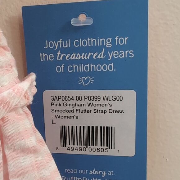 Ruffle Butts Smocked Flutter Strap Midi Nap Dress in Pink Gingham Sz L NWT - Picture 6 of 6